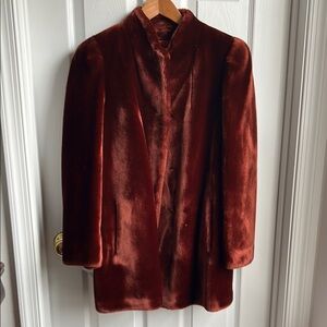 Elegant Vintage Burgundy Faux Fur Women's Coat